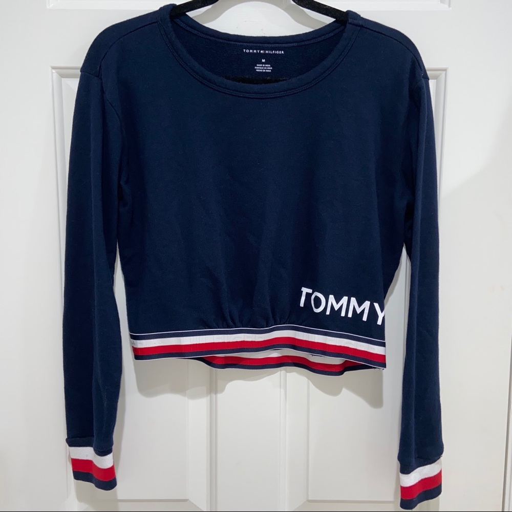 TOMMY HILFIGER Cropped Blue Long Sleeve Shirt